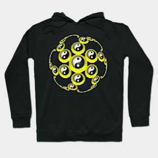 Yin Yang Design - Yellow Color with a Ball Effect Hoodie